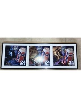 VTG 97” Star Wars PEPSI 24 Cans Advertisement Vader,Yoda Cp3O RARE W/Frame LOOK